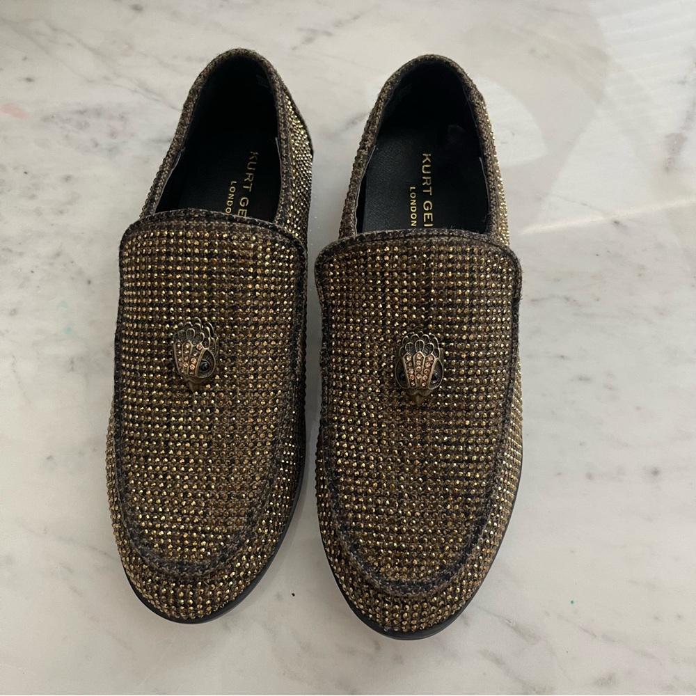 Kurt Geiger Gold London Hugh Drench Eagle crystal loafer
